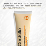 Cristello Skin Radiance Sunscreen Gel SPF 50+ – dermatologically tested, lightweight sun protection that keeps oily skin oil-free and radiant