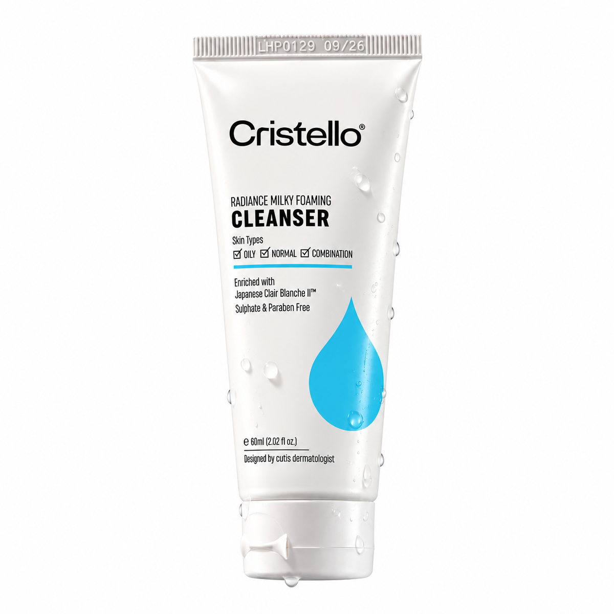 Cristello Radiance Milky Foaming Cleanser – 60ml | Brightening Face Wash with Niacinamide & Glutathione | Oily, Normal & Combination Skin