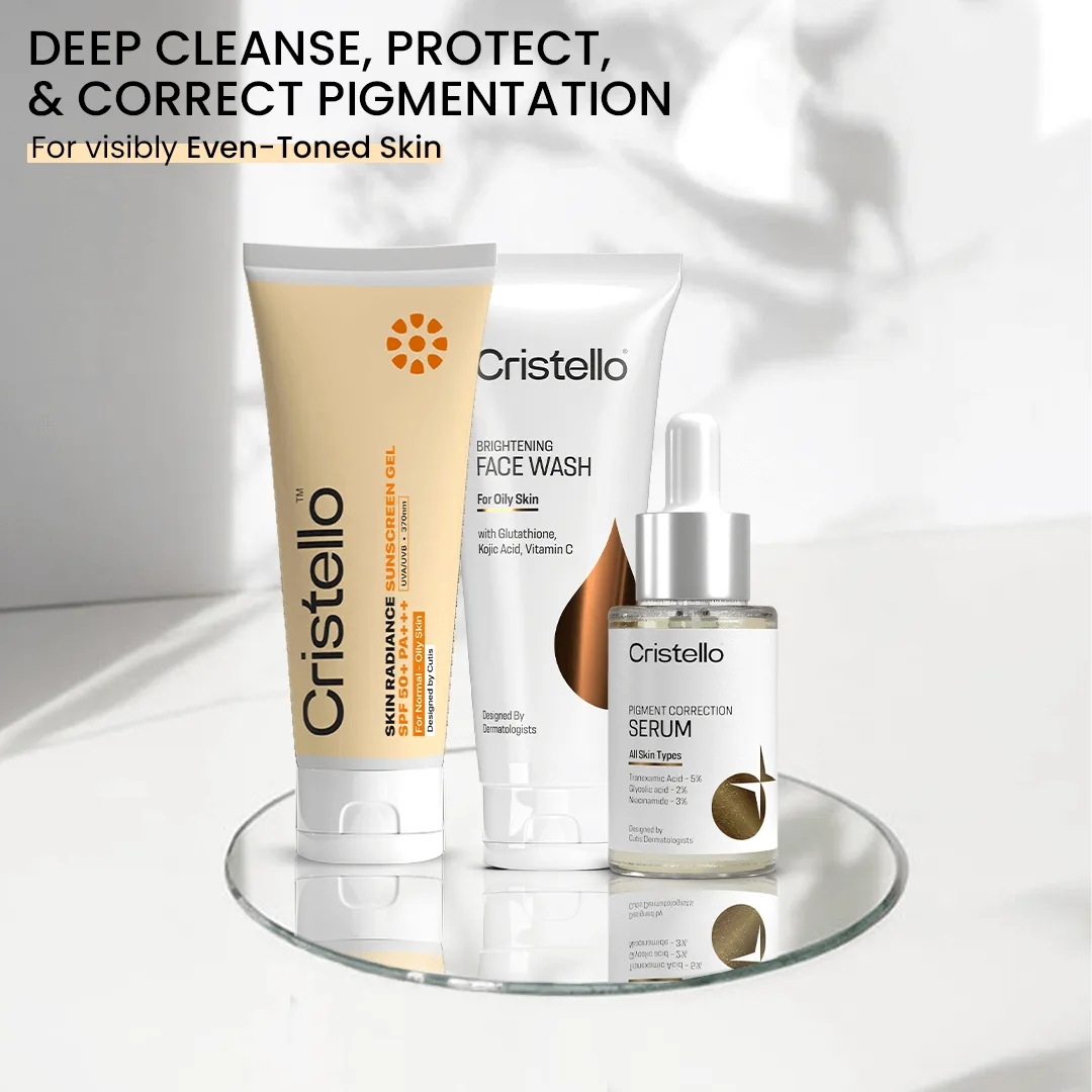Cristello Anti-Pigmentation Trio for Oily Skin – AM and PM anti-pigmentation routine guide